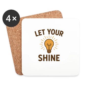 Inspirational Saying – Let Your Light Shine - Coasters (set of 4) - white - Front