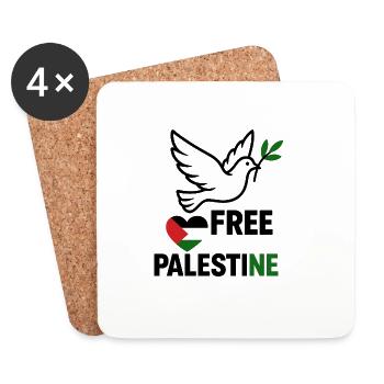 Colombe de Palestine libre - Dessous de verre (lot de 4) - blanc - Devant