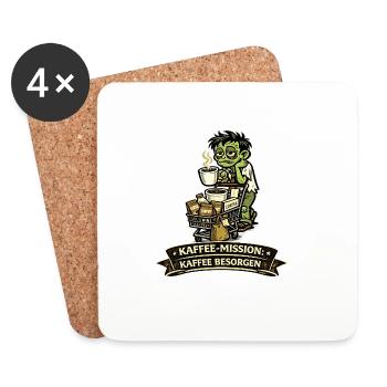 Kaffee-Mission: Zombie Kaffeeheld - Untersetzer (4er-Set) - Weiß - Vorne