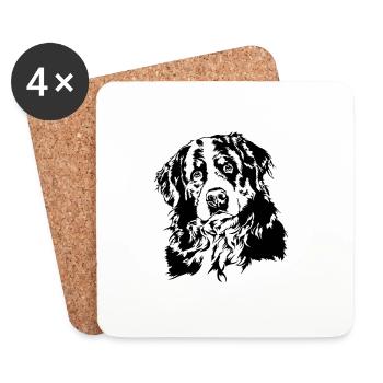BERNER SENNENHUND Portrait de chien des chiens de Wilsign - Dessous de verre (lot de 4) - blanc - Devant