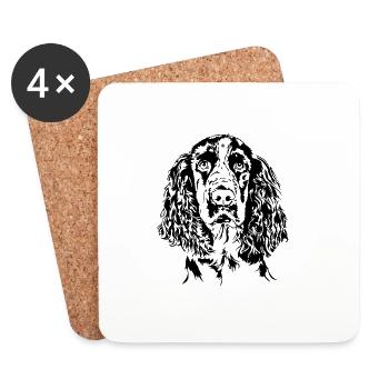 DEUTSCH SPRINGER SPANIEL Portrait Wilsigns Dogs - Coasters (set of 4) - white - Front