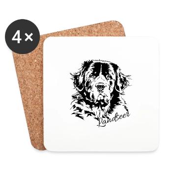 LANDSEER Portrait Hund Wilsigns Hunde - Untersetzer (4er-Set) - Weiß - Vorne