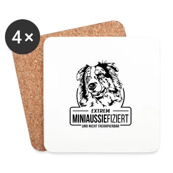 MINIAUSSIEFIZIERT Miniature Australian Shepherd - Untersetzer (4er-Set) - Weiß - Vorne