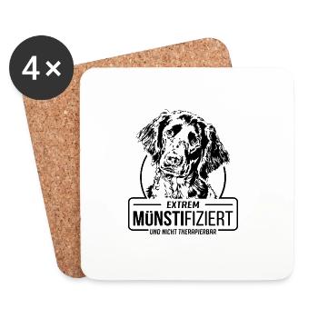 MÜNSTIFIZIERT Grosser Münsterländer Hunde Wilsigns - Untersetzer (4er-Set) - Weiß - Vorne