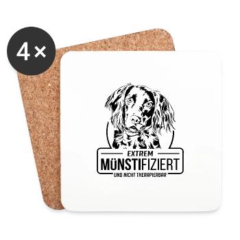 MÜNSTIFIZIERT Kleiner Münsterländer Hunde Wilsigns - Untersetzer (4er-Set) - Weiß - Vorne