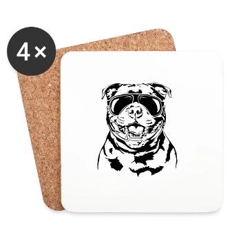 STAFFORDSHIRE BULL TERRIER lunettes fraîches Wilsigns - Dessous de verre (lot de 4) - blanc - Devant