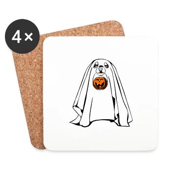 Halloween Hund mit Kürbis Hunde Wilsigns - Untersetzer (4er-Set) - Weiß - Vorne