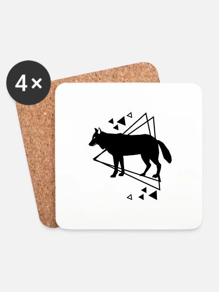 Wolf - Tierfreund Naturschutz - Untersetzer (4er-Set) - Weiß