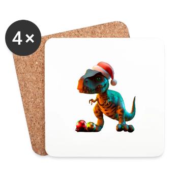 Xmas Trex Dino Weihnachten T-Rex - Untersetzer (4er-Set) - Weiß - Vorne