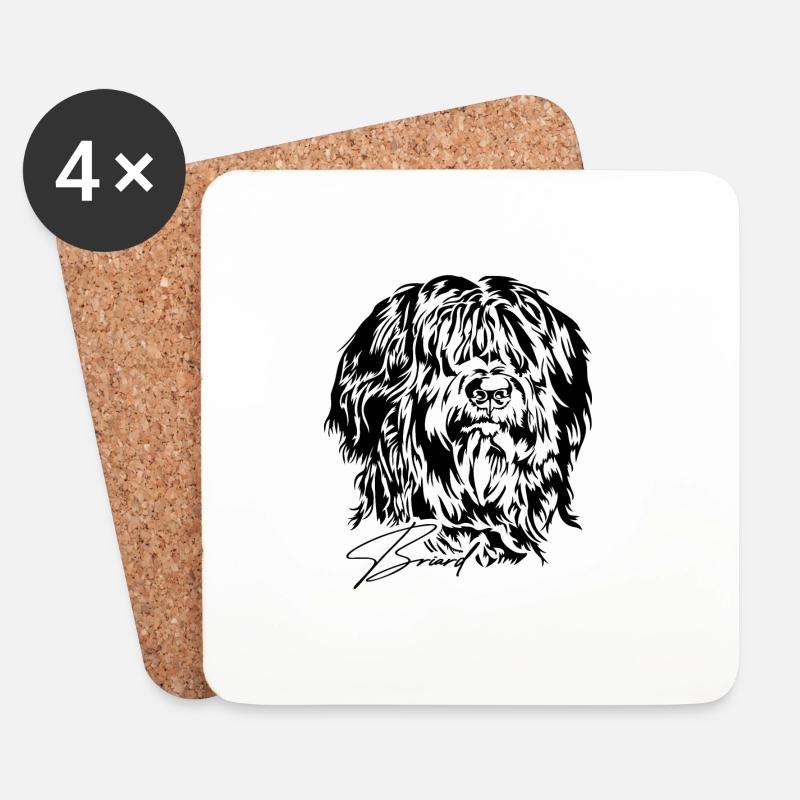 BRIARD Hund Hunde Hundeportrait Rassehund Wilsigns - Untersetzer (4er-Set) - Weiß