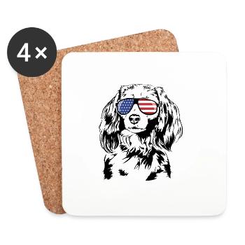 Nederlandse KOOIKERHONDJE Amerika Fahne Hunde - Untersetzer (4er-Set) - Weiß - Vorne