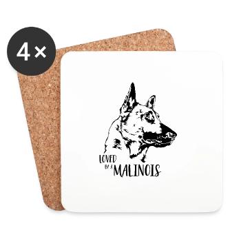 Loved by a Malinois Dog Saying Dogs Wilsigns - Coasters (set of 4) - white - Front