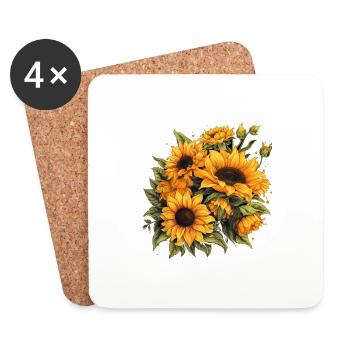 Yellow Sunflowers summer flowers Floral - Coasters (set of 4) - white - Front
