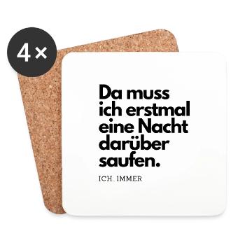 Eine Nacht darüber saufen - Untersetzer (4er-Set) - Weiß - Vorne