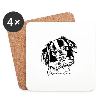 Japanese Chin Portrait Hunde Hund Wilsigns - Untersetzer (4er-Set) - Weiß - Vorne