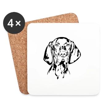 Hungarian Vizsla Portrait Dog Dogs Wilsigns - Coasters (set of 4) - white - Front