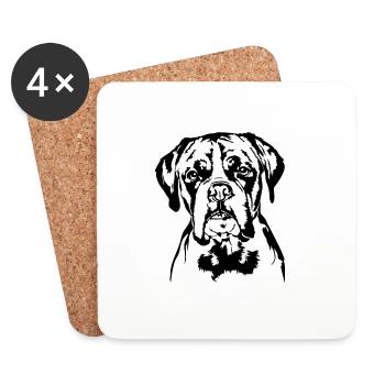 Boxer allemand Portrait Chiens Chien Wilsigns - Dessous de verre (lot de 4) - blanc - Devant