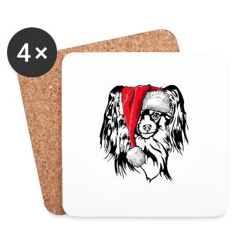 Santa Papillon Christmas St. Nicholas Dogs Wilsigns - Coasters (set of 4) - white - Front