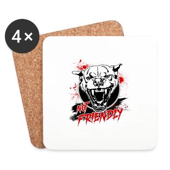 Not Friendly Saying Dogs Dog Wilsigns - Coasters (set of 4) - white - Front