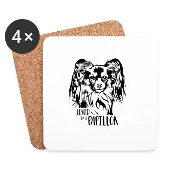 Aimé par un chien Papillon disant chien Wilsigns - Dessous de verre (lot de 4) - blanc - Devant