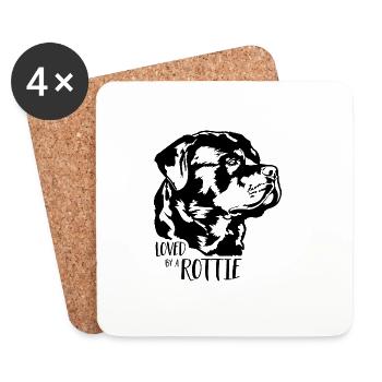 Loved by a Rottie Hunde Rottweiler Hund Wilsigns - Untersetzer (4er-Set) - Weiß - Vorne