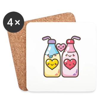 Lait Couple Amour Coeur Drôle - Dessous de verre (lot de 4) - blanc - Devant