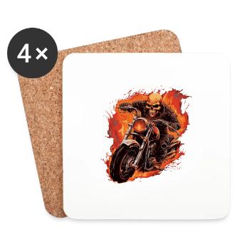 Skeleton Motorcycle Biker Halloween - Coasters (set of 4) - white - Front