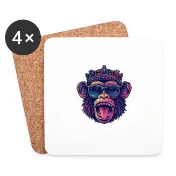 Monkey Birthday Funny Party - Dessous de verre (lot de 4) - blanc - Devant