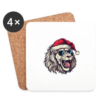 Lion Christmas Funny - Coasters (set of 4) - white - Front