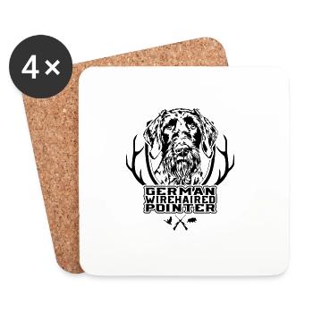 German Wirehaired Pointer Hunting Dogs Dogs Wilsigns - Coasters (set of 4) - white - Front