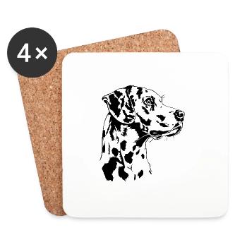 Portrait Dalmatien Chien Chien Wilsigns - Dessous de verre (lot de 4) - blanc - Devant