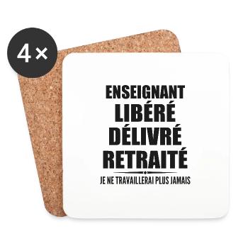 Lehrer feiert Ruhestand mit Humor Geschenk - Untersetzer (4er-Set) - Weiß - Vorne