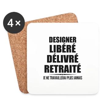 Designer célèbre sa retraite avec humour cadeau - Dessous de verre (lot de 4) - blanc - Devant
