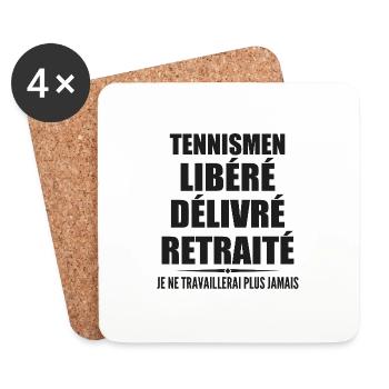 Tennismen célèbre sa retraite avec humour cadeau - Dessous de verre (lot de 4) - blanc - Devant