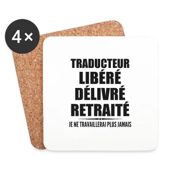 Traducteur célèbre sa retraite avec humour cadeau - Dessous de verre (lot de 4) - blanc - Devant