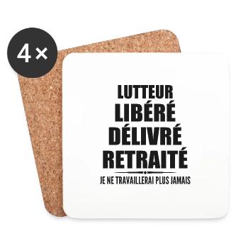 Lutteur célèbre sa retraite avec humour cadeau - Dessous de verre (lot de 4) - blanc - Devant