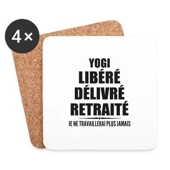 Yogi célèbre sa retraite avec humour cadeau - Dessous de verre (lot de 4) - blanc - Devant
