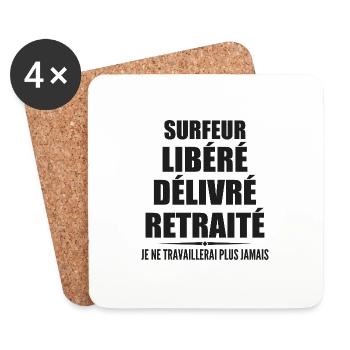 Surfeur célèbre sa retraite avec humour cadeau - Dessous de verre (lot de 4) - blanc - Devant