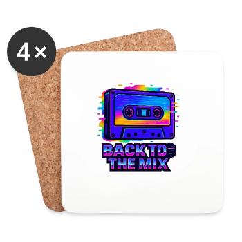Neon Retro Kassetten Design - Untersetzer (4er-Set) - Weiß - Vorne