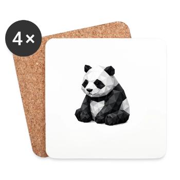 Panda Low-Poly - Untersetzer (4er-Set) - Weiß - Vorne