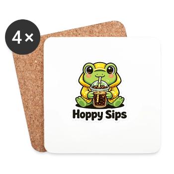 Grenouille au thé mousseux - Dessous de verre (lot de 4) - blanc - Devant