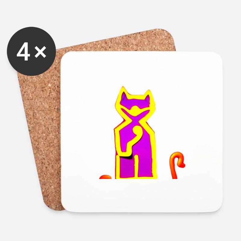 Lila Neonkatze - Untersetzer (4er-Set) - Weiß