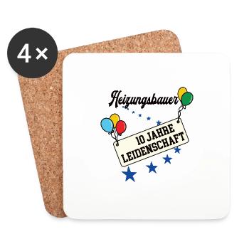 Heizungsbauer Jubiläum 10 Jahre 10. jähriges Jubi - Untersetzer (4er-Set) - Weiß - Vorne