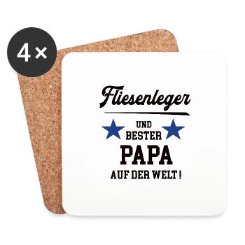 Bester Papa Fliesenleger Bodenleger Vater Chef - Untersetzer (4er-Set) - Weiß - Vorne