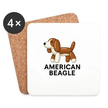 American Beagle – Lustiger Hund - Untersetzer (4er-Set) - Weiß - Vorne