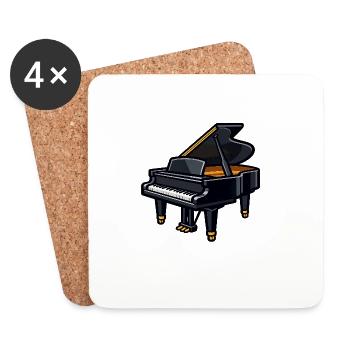 Dunkles Klavier mit Goldakzenten - Untersetzer (4er-Set) - Weiß - Vorne