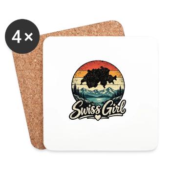Swiss Girl Retro Look - Untersetzer (4er-Set) - Weiß - Vorne