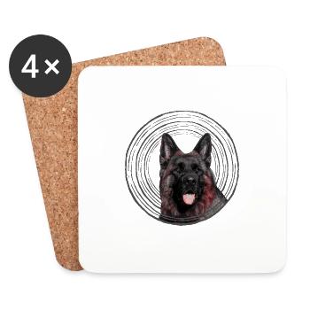 Schäferhund - Untersetzer (4er-Set) - Weiß - Vorne