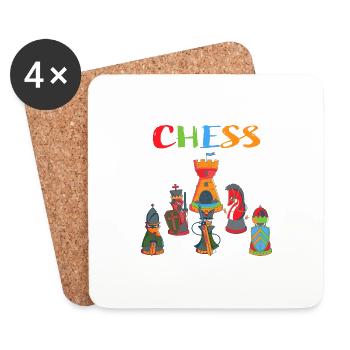 Échecs - Dessous de verre (lot de 4) - blanc - Devant