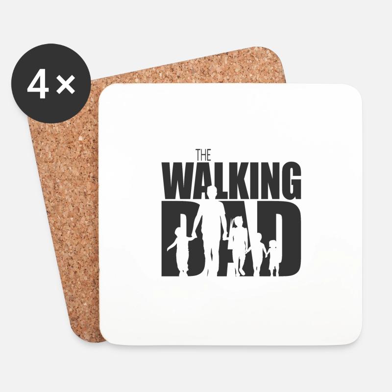 der wandelnde Vater 4 Kinder - Untersetzer (4er-Set) - Weiß